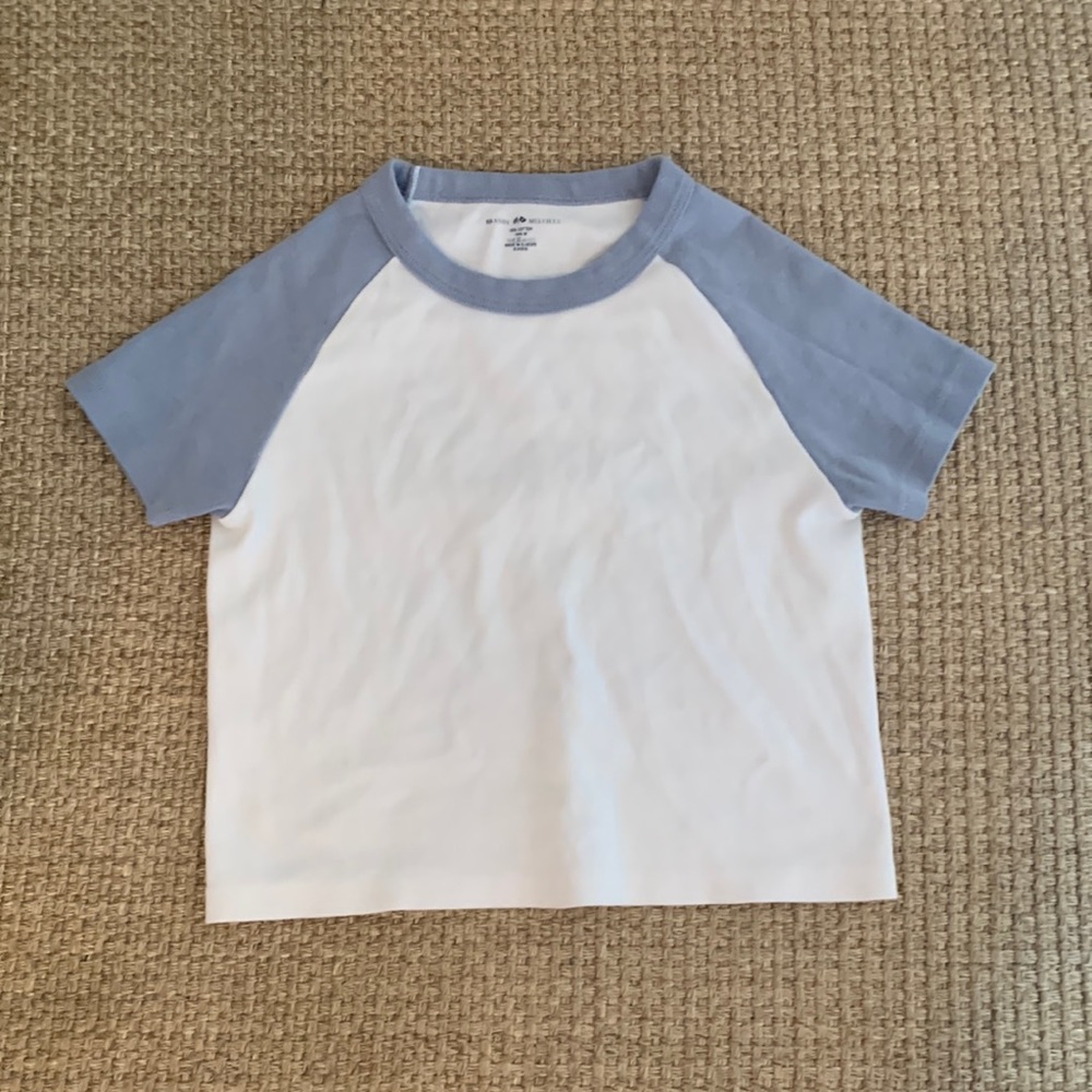 brandy baseball cropped tee light blue